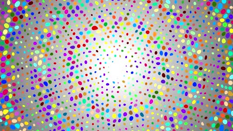 halfton pattern background. circle, spiral of colored dots on white, gray background. animation of wave motion. particles and points.