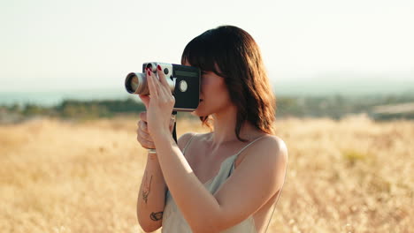 filmmaker in a wheat field