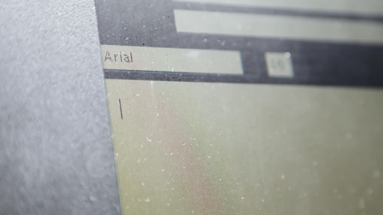 Close-up of cursor flashing on old windows operating system PC screen