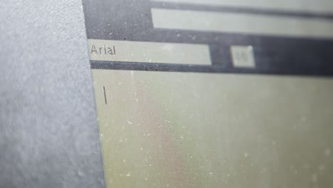 Close-up of cursor flashing on old windows operating system PC screen