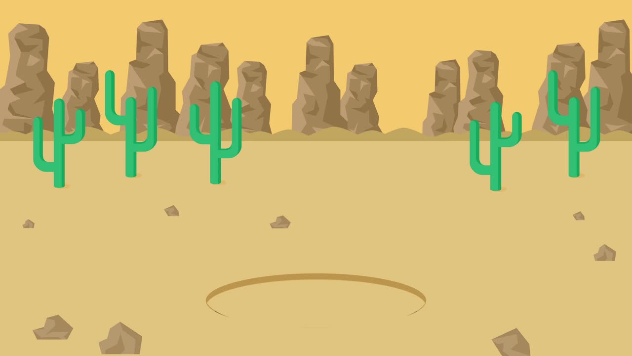 비즈니스 여성은 구에 떨어집니다. 사막의 배경. 위험 개념. 평평한 스타일의 루프 일러스트레이션.