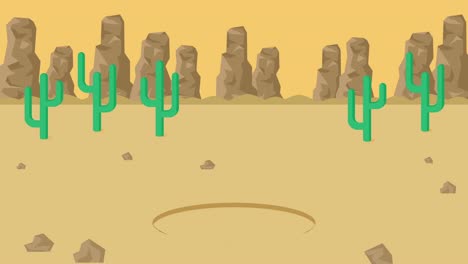 la mujer de negocios cae en el agujero. el fondo del desierto. el concepto de riesgo. ilustración de bucle en estilo plano.
