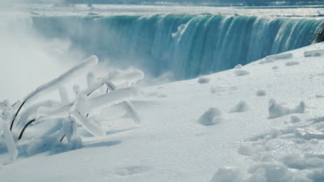 尼亞加拉瀑布 (niagara falls) 冬天, 冰和雪被凍結