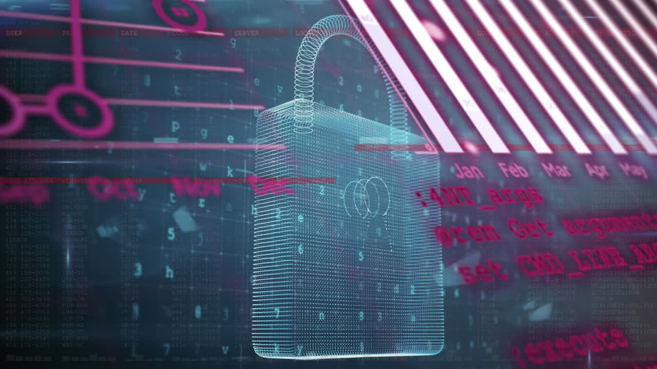 animación del lenguaje informático, globo, gráficos sobre letras, números, símbolos sobre ondas dinámicas