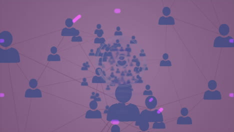 animación de escaneo de alcance con iconos de personas y red de conexiones
