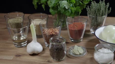 disparo de los ingredientes para cocinar