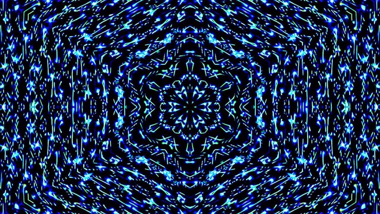 light wave abstract dots set blue color kaleidoscope black background