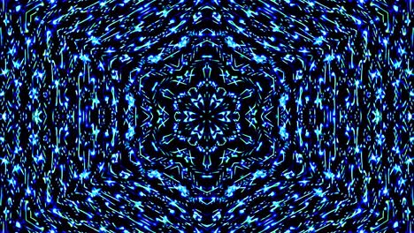 light wave abstract dots set blue color kaleidoscope black background