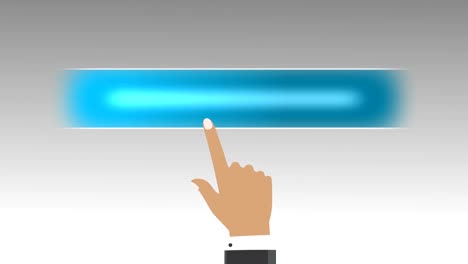 Businessman hand pushing button success