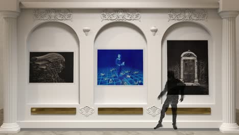 gallery wall with abstract art