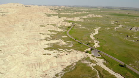 vista aérea del parque nacional badlands, dakota del sur, ee.uu.