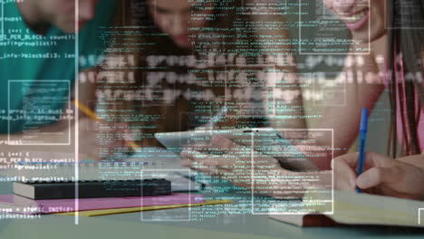 animación del procesamiento de datos digitales en un grupo diverso de estudiantes