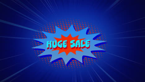 huge sale graphic in blue explosion on blue background