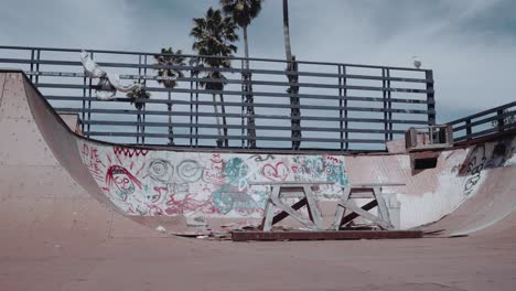 an abandoned skate park in disrepair