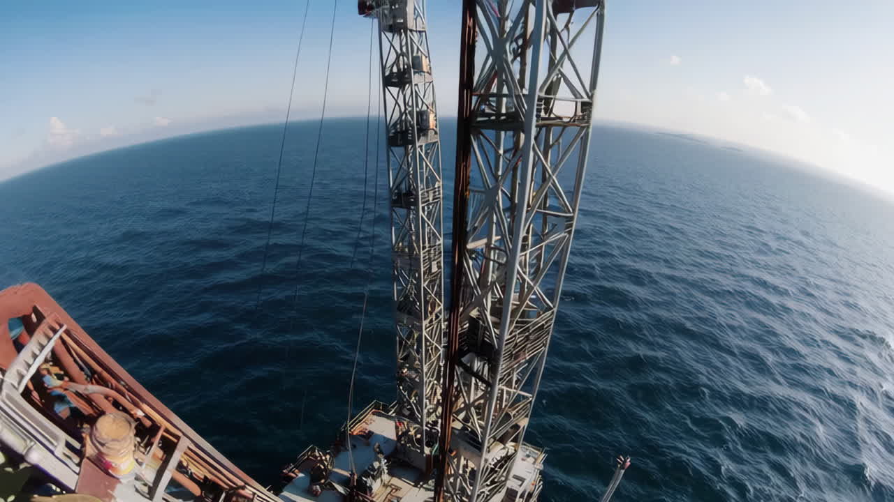 Fugleperspektiv af en offshore olieplatform