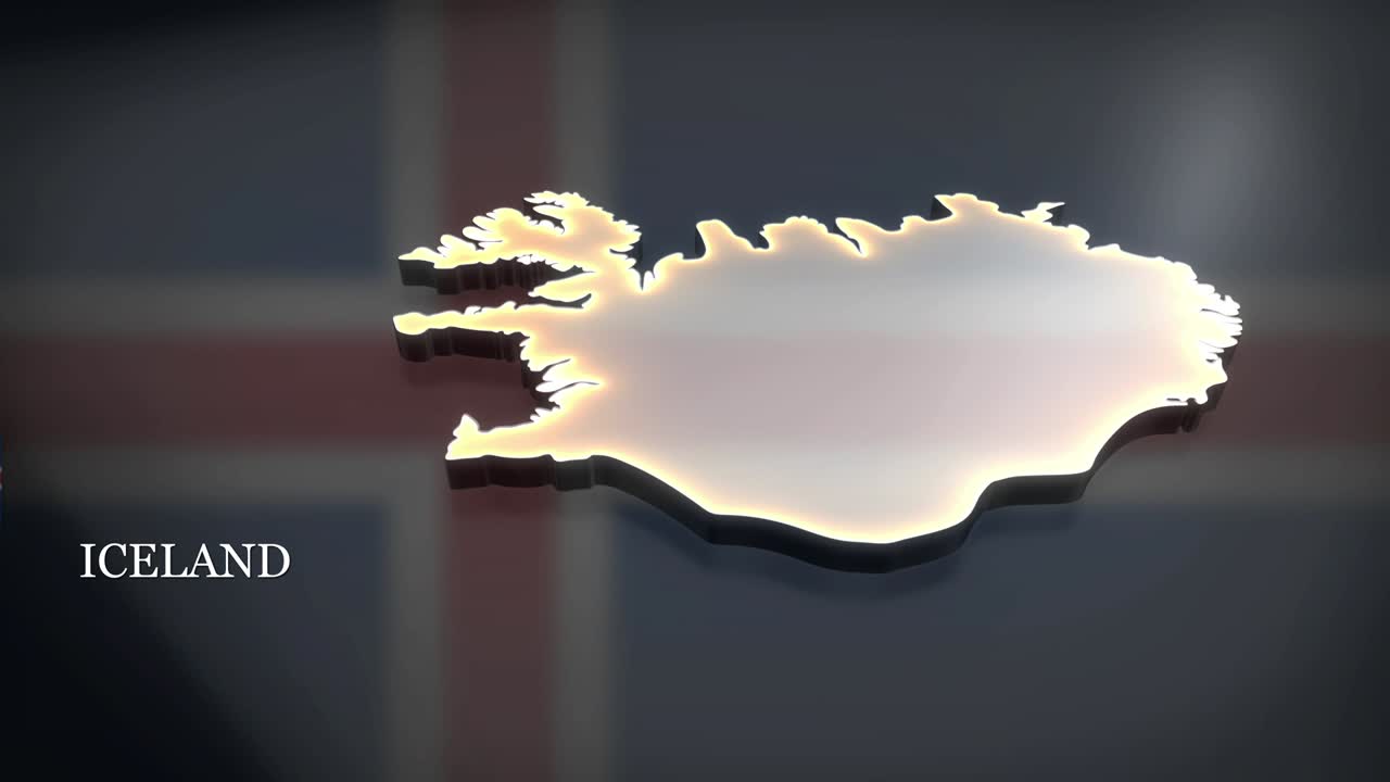 아이슬란드의 3d 애니메이션 지도