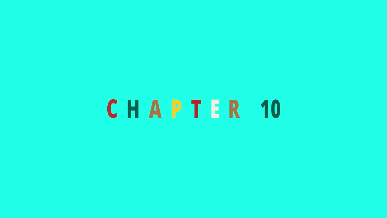 Chapter 10 - colorful Jumping Text effect with Christmas icons - Text Animation on cyan background