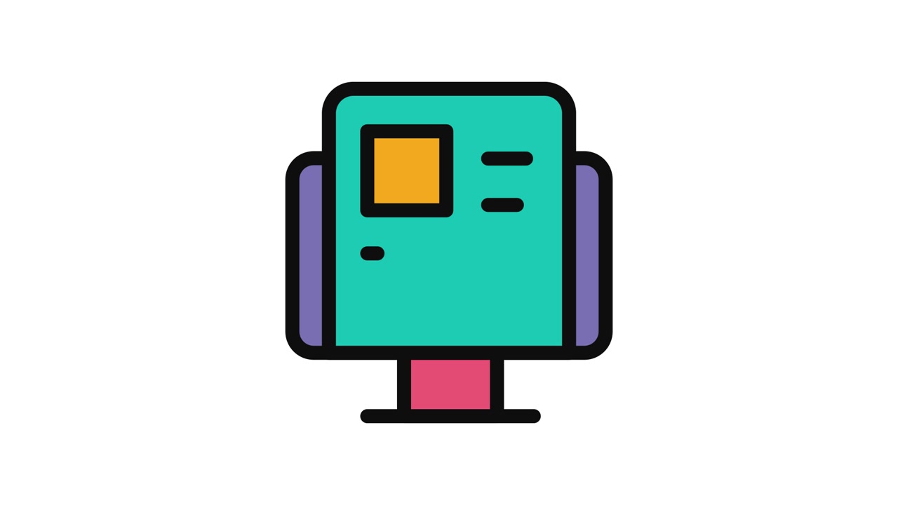 Icono animado de monitor de computadora que muestra contenido dinámico