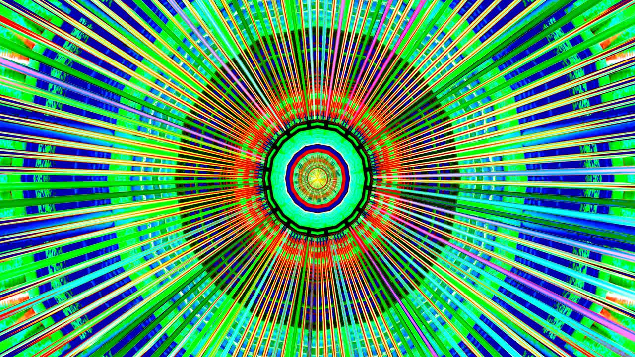 Questo video mostra un tunnel ipnotico con colori vivaci e motivi complessi in loop continuo. Perfetto come screensaver accattivante per valorizzare qualsiasi spazio digitale.