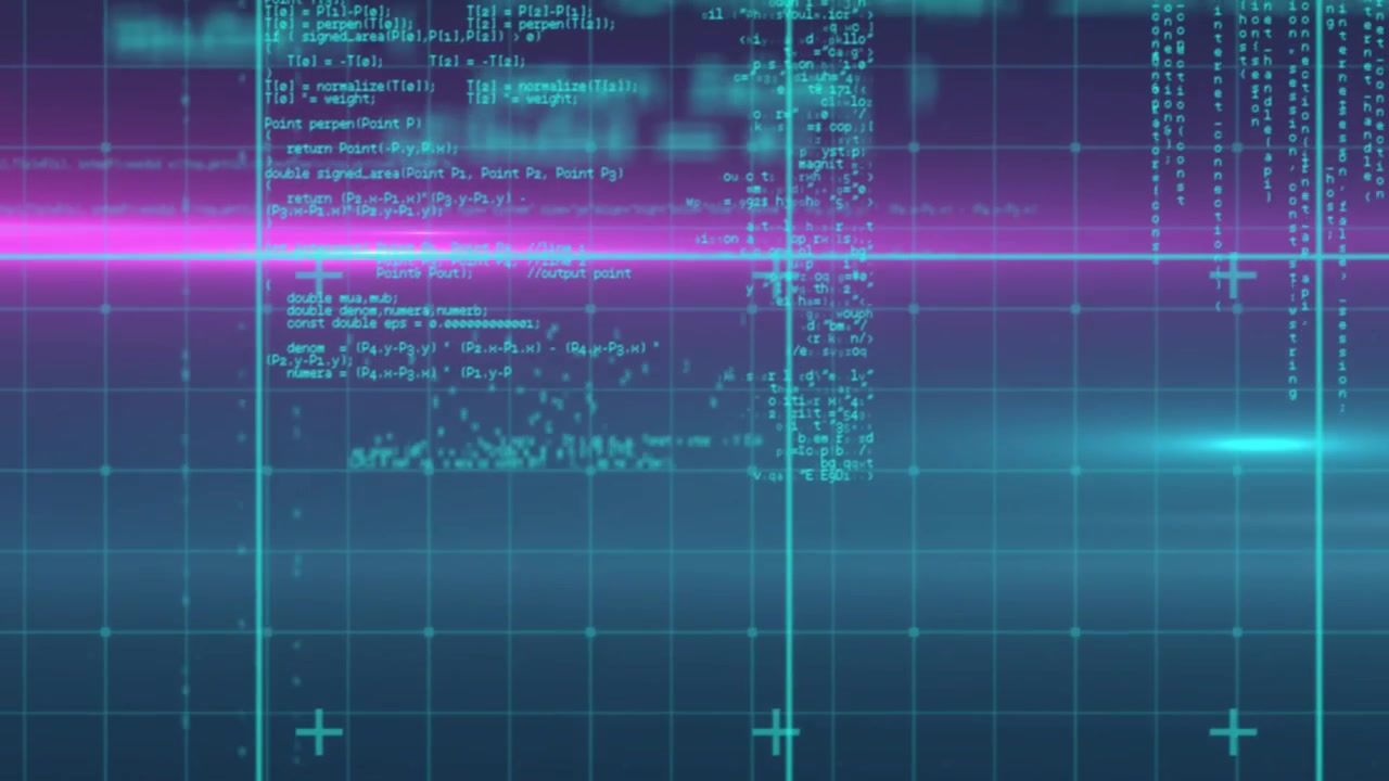 Bright magenta neon line glowing across teal-blue gradient background, displaying shimmer patterns