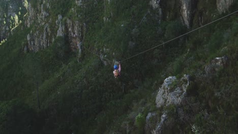 Young-Caucasian-woman-zip-lining