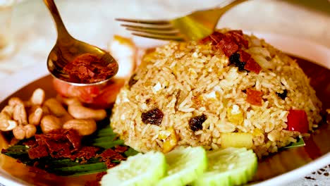 delicious shrimp fried rice with fresh ingredients