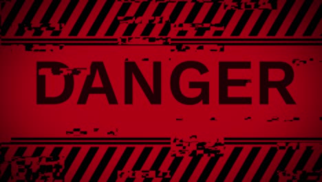 danger warning alert red warning message text on screen loop animation.