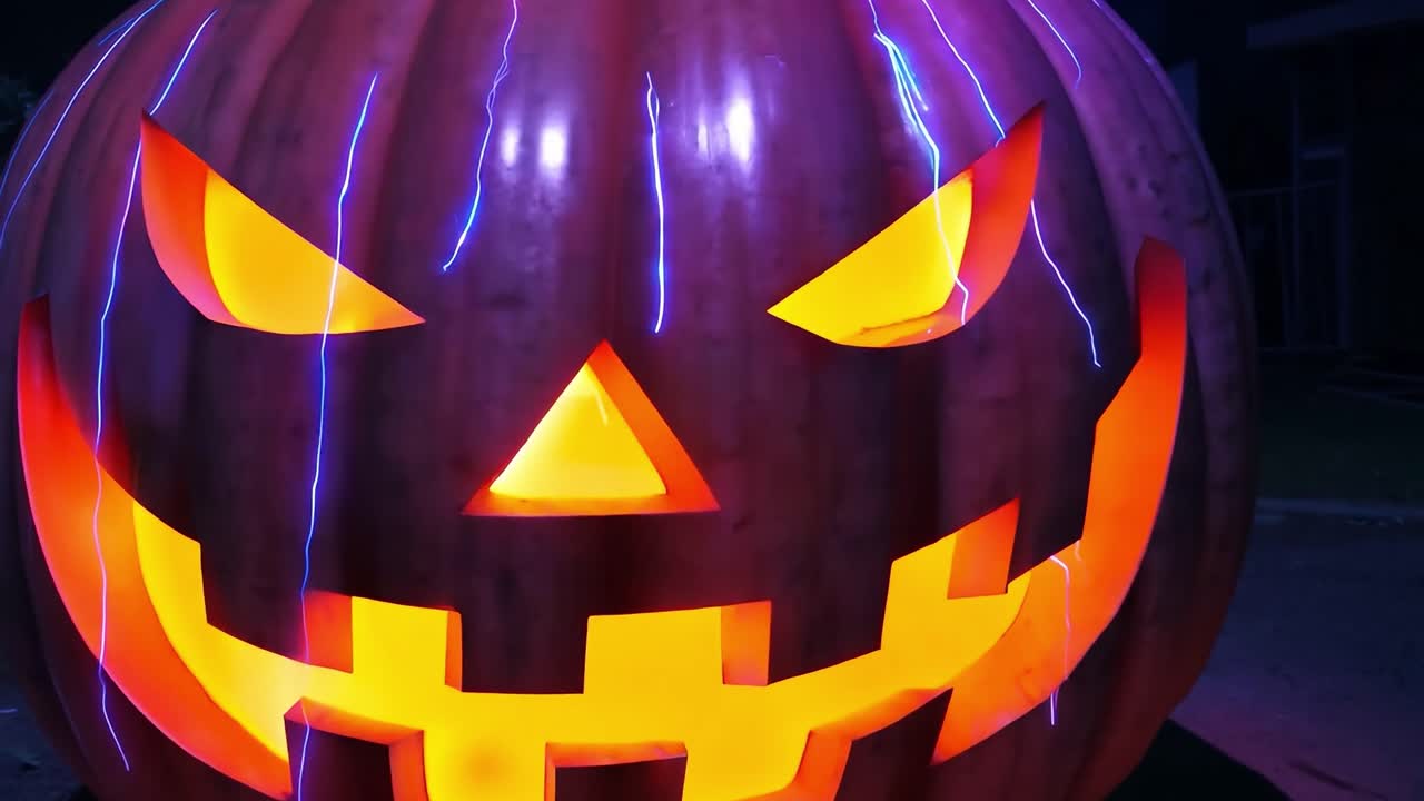 una linterna con ojos brillantes y una sonrisa espeluznante