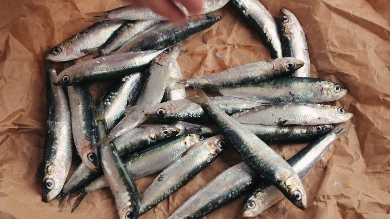 Fresh Sardines on Brown Paper