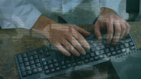 cadena de seguridad digital y red de conexiones contra la persona que escribe en el teclado