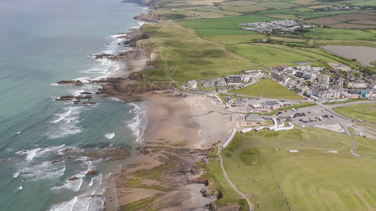 Aerial View of a Coastal Town in the UK