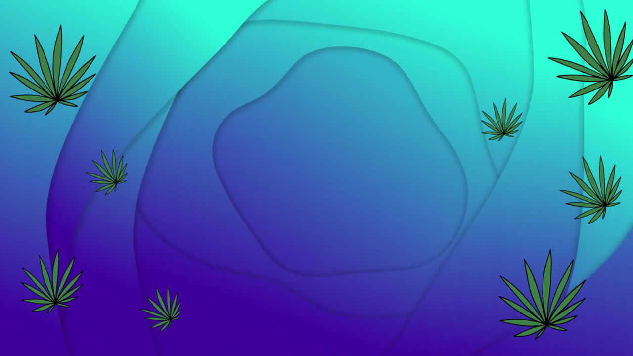 Animation of green plants over blue background