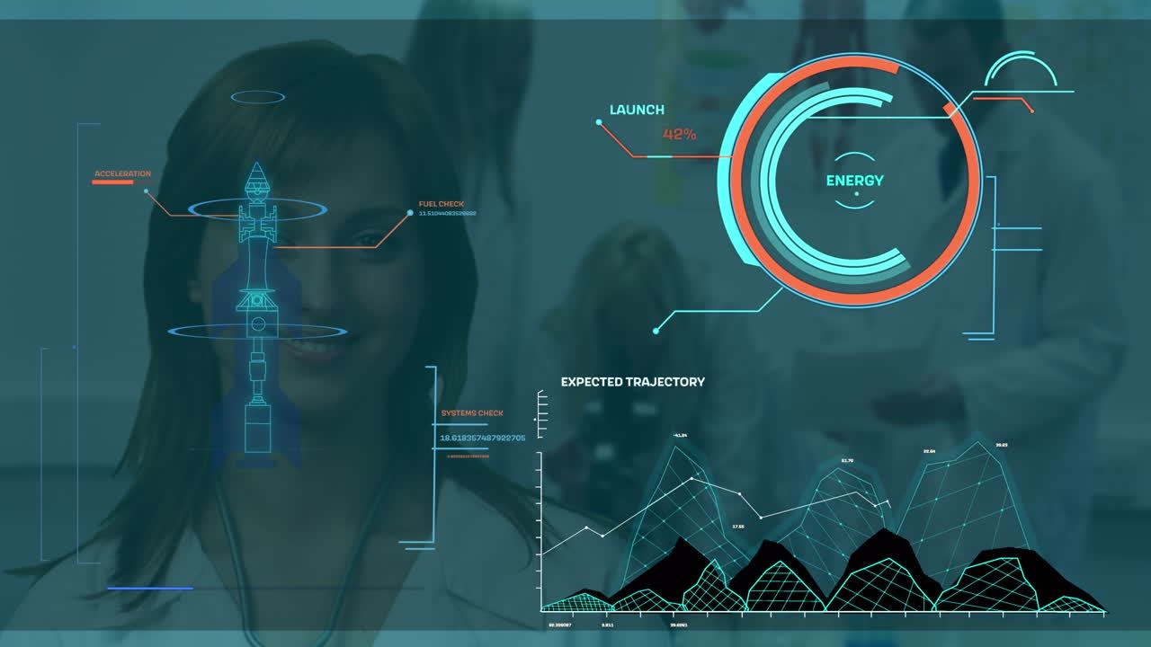 Animation of dna strand and scope scanning over male doctor