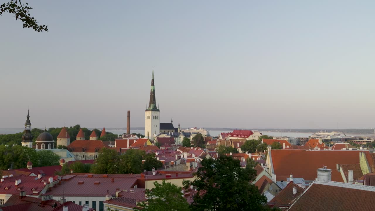 Panoramic View of Tallinn's Old Town and the Baltic Sea