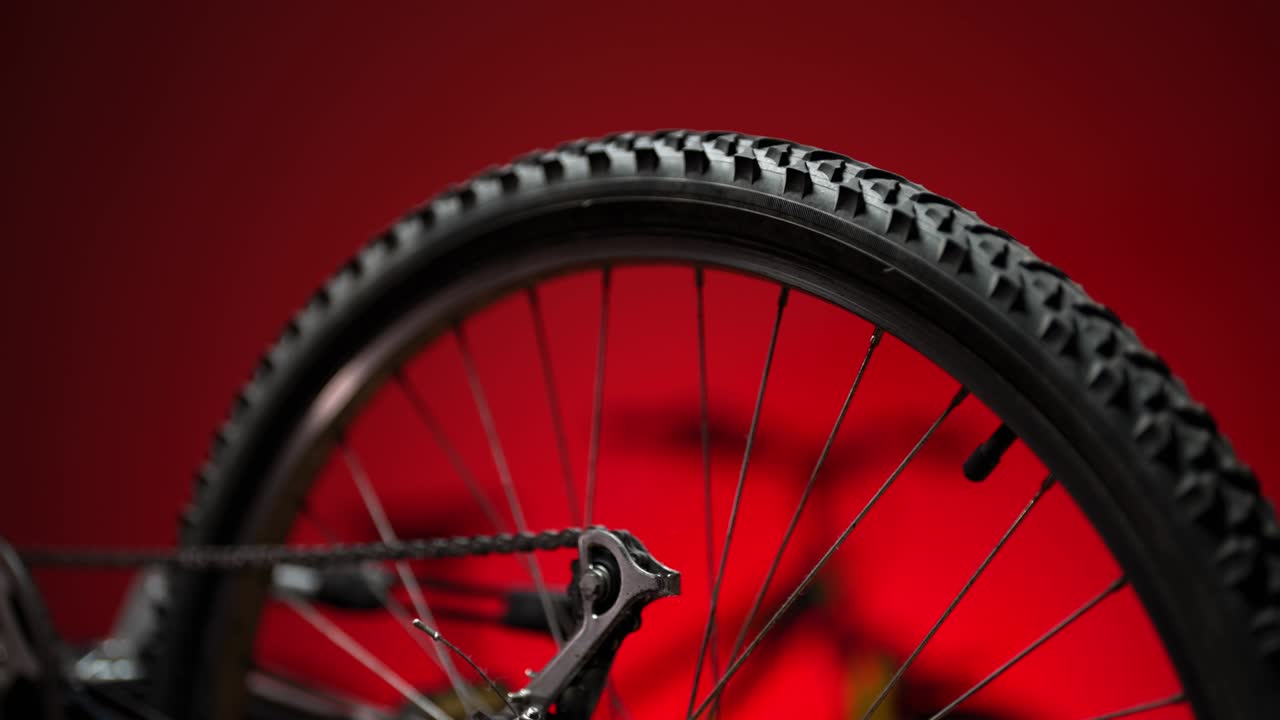 Bicycles stand in a workshop with led lights.