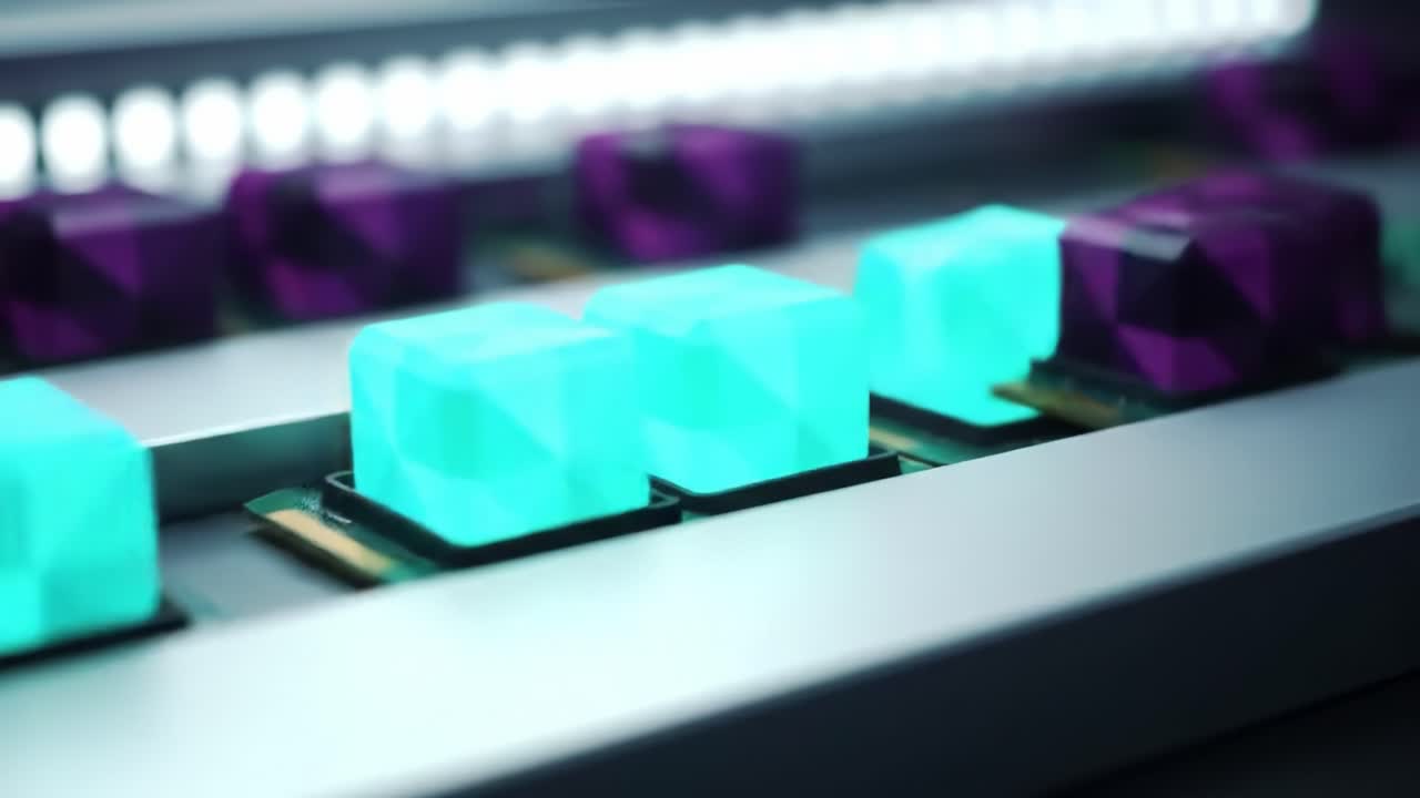 Close-up of futuristic computer components