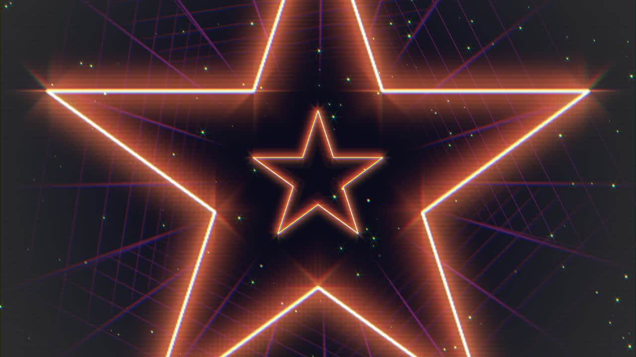 hipnotizante estrella de neón brillando contra un fondo atmosférico oscuro y profundo
