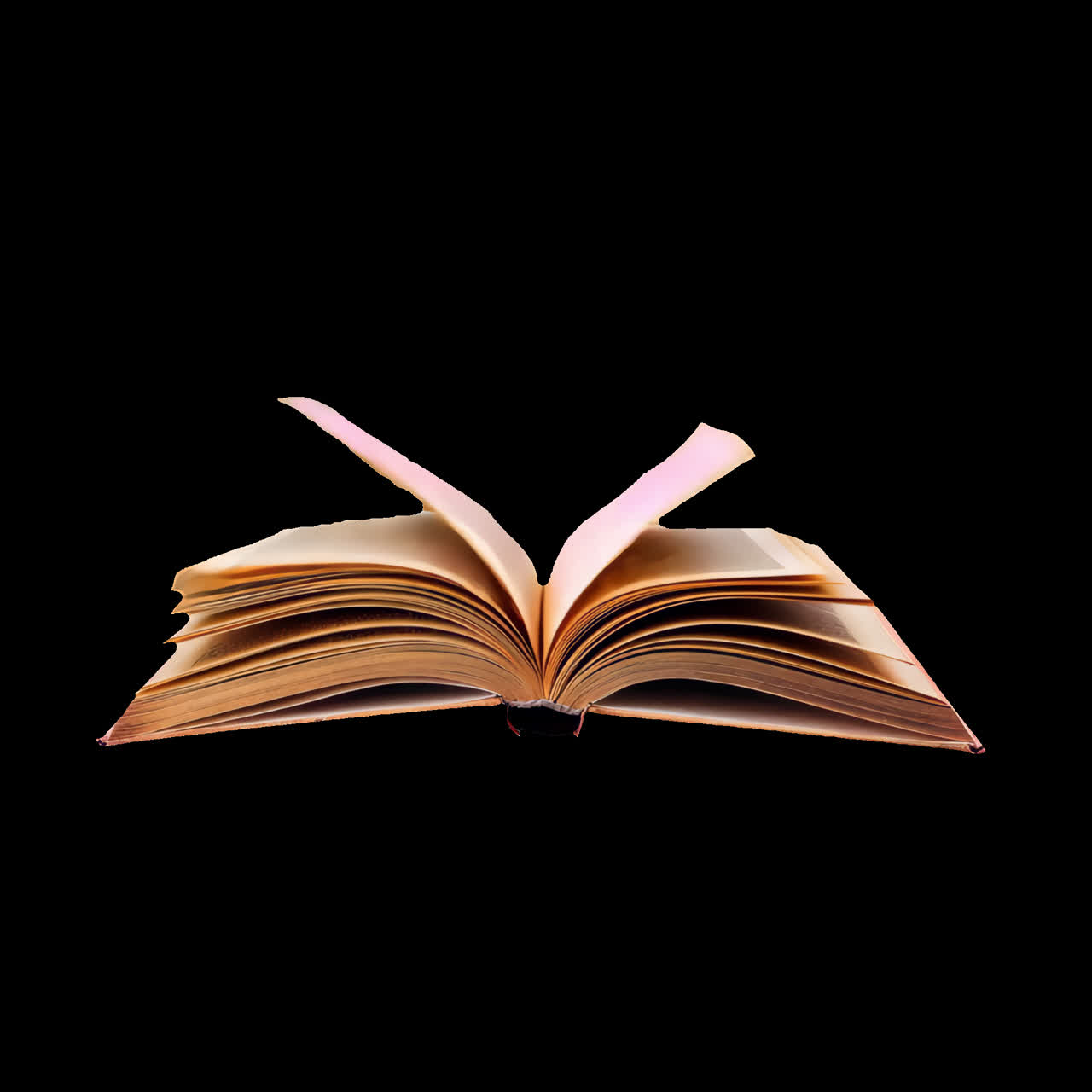 Open book floating mystery animation isolated asset, transparent 4K video, alpha channel, ProRes