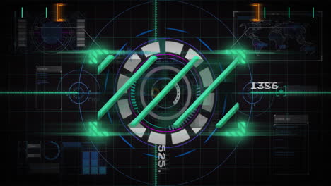 futuristic hud animation with rotating elements and data processing indicators