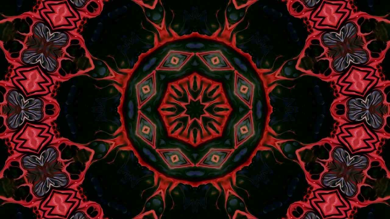 movimiento de caleidoscopio: círculos geométricos y formas de estrellas