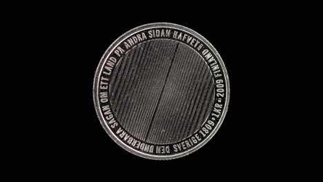 sweden 2009 1 krona commemorative coin reverse showing horizontal sea lines text and mint marks rotating on black background