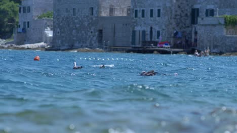 Kleine-Wellen-Des-Blauen-Himmels-Wiegen-Ruhig-Die-Schwimmenden-Möwen