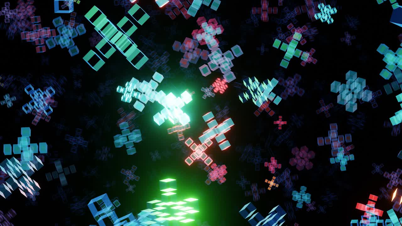 vj 루프 추상적인 배경 비행의 방황 인물.