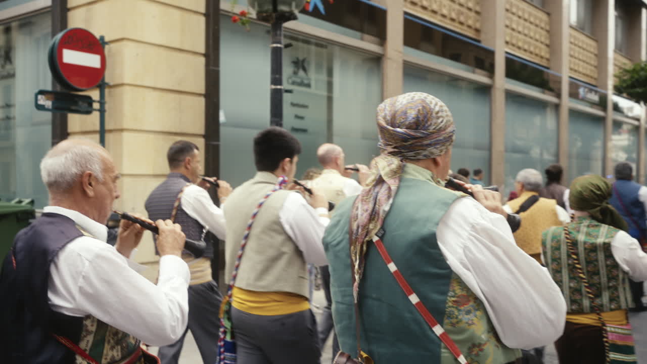 Traditional Music Parade in a Spanish City