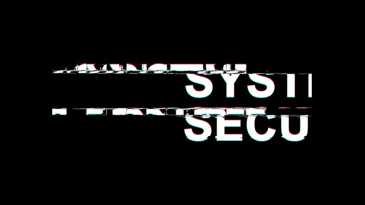 System Secure Glitch Effect Text Digital TV Distortion 4K Loop Animation