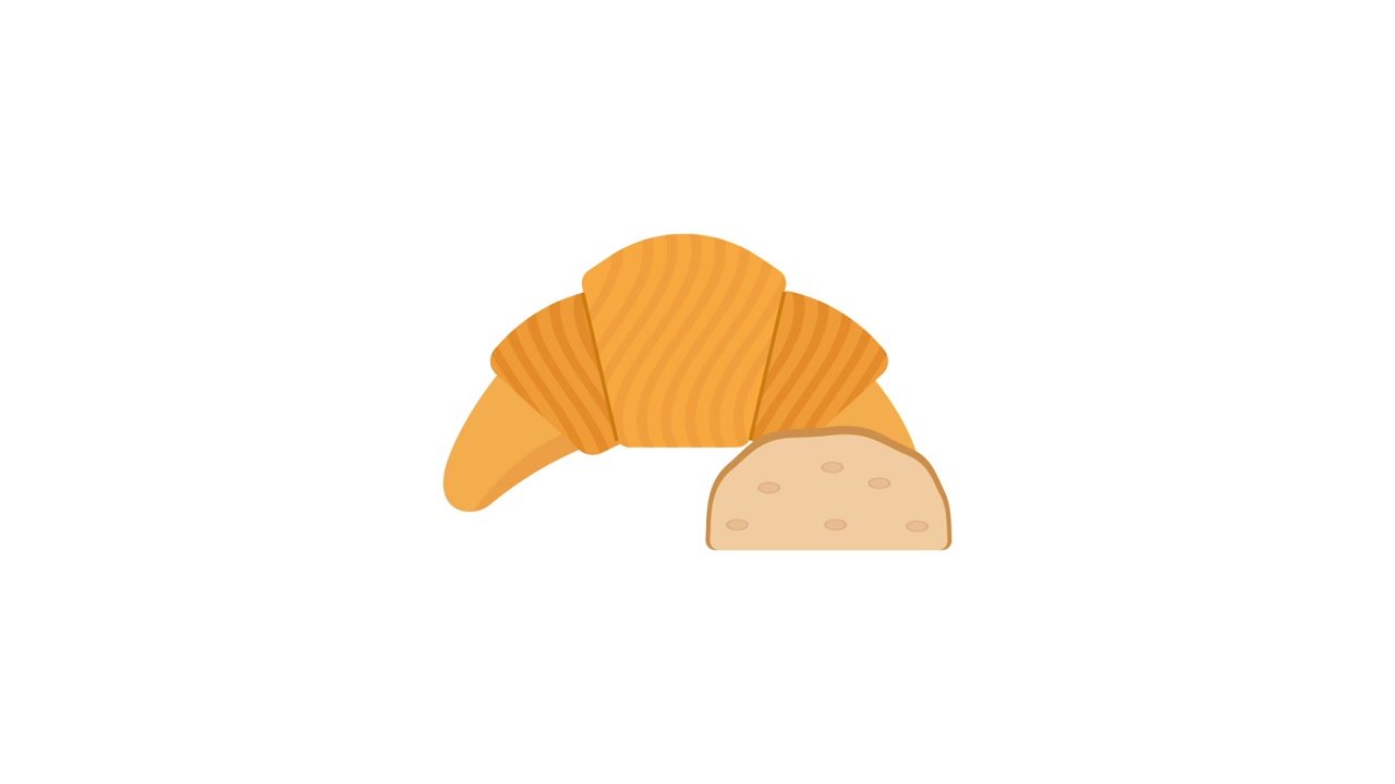 Animated Croissant and Bread Slice on White Background