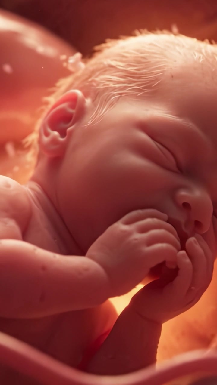 An Intimate Glimpse of Early Life: A Newborn In the Womb, Exuding Peace and Warmth in a Life-Affirming Moment of Connection and Potential