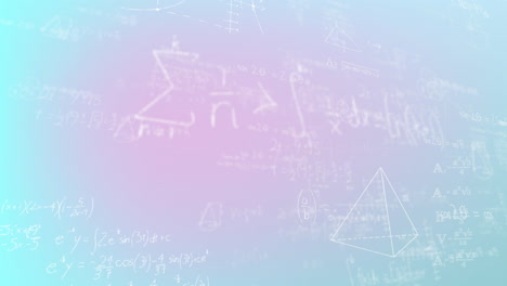 animation of mathematical equations over pink and blue background