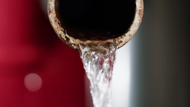 Water Flowing from a Rusty Pipe