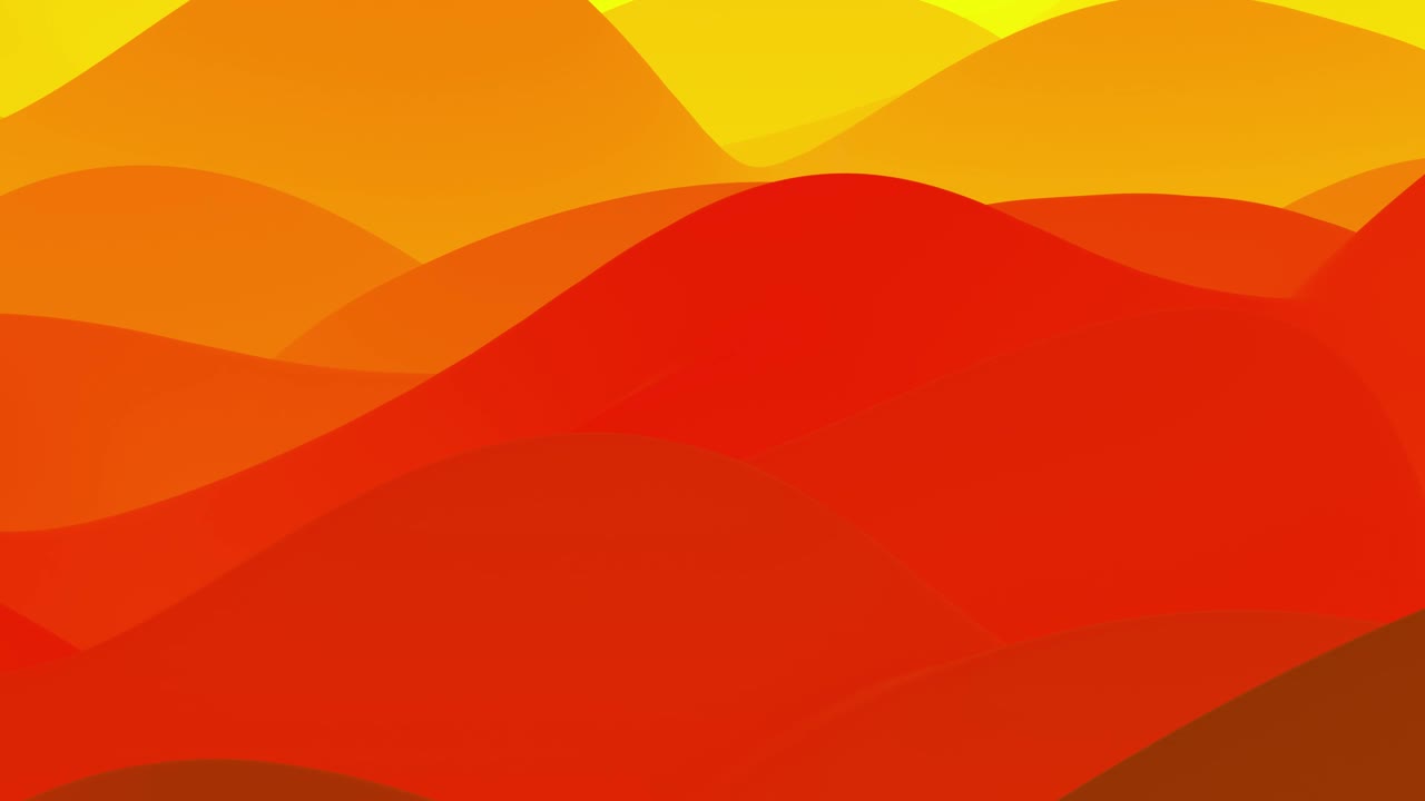 4k seamless loop, abstract fluid red yellow gradients, inner glow wavy surface. Beautiful warm color gradients as abstract liquid background, smooth animation. 3d in flat pleasant modern style 65